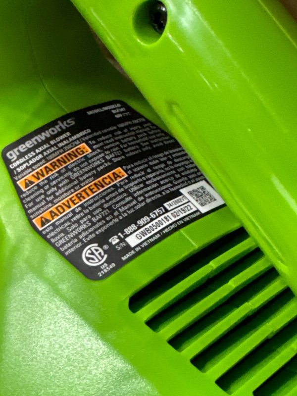 Photo 3 of **READ NOTES**Greenworks 40V (100 MPH / 350 CFM) Cordless Axial Leaf Blower, 2.0Ah Battery and Charger Included (350 CFM)