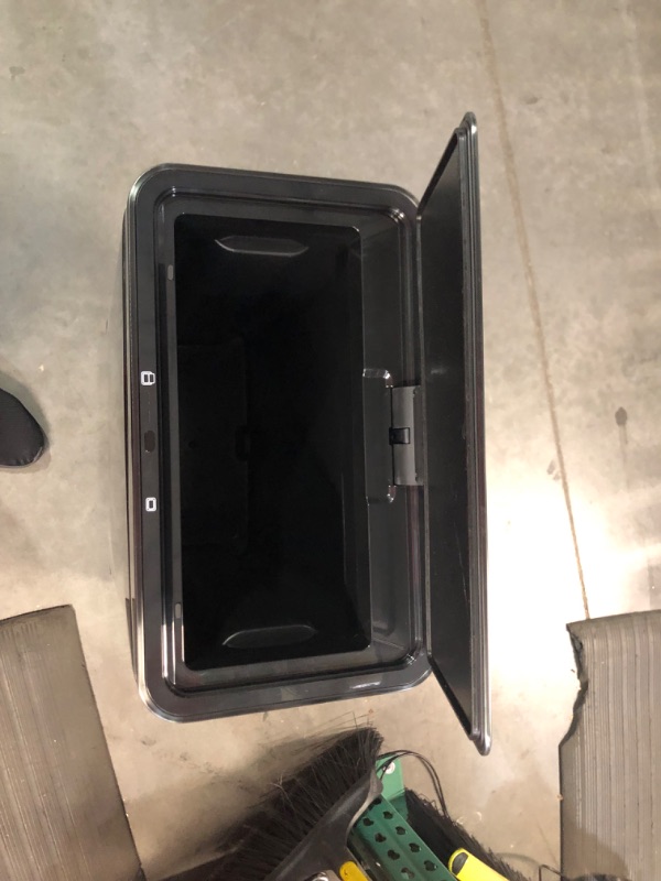 Photo 3 of ***USED - SCRATCHED - DENTED - SEE PICTURES - MOTION SENSING FUNCTION DOESN'T WORK***
Rubbermaid Elite Stainless Steel Sensor Trash Can for Home and Kitchen, Batteries Included, 12.4 Gallon, Charcoal