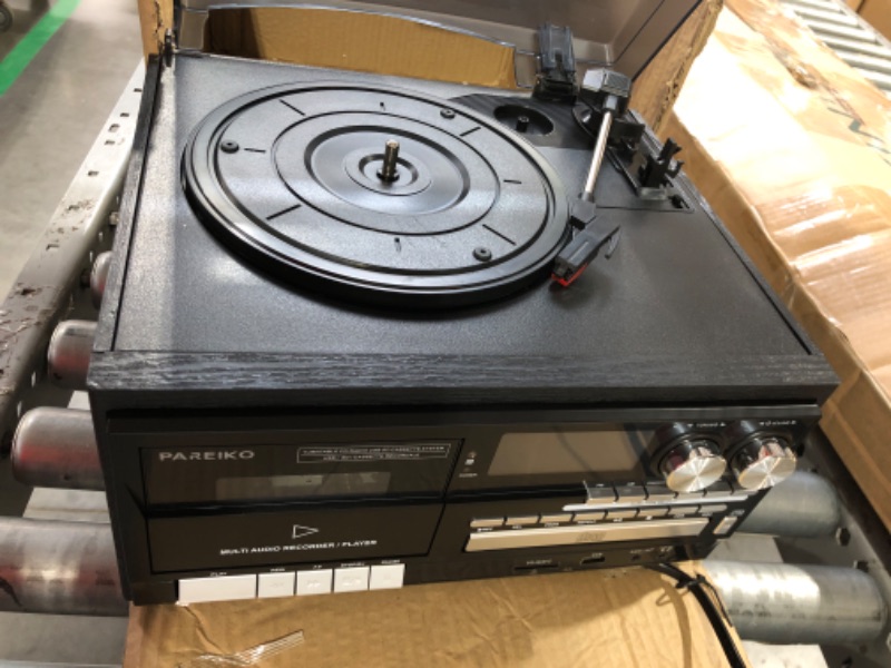 Photo 2 of ***USED***9-in-1 Vinyl Record Player 3 Speeds Vintage Bluetooth Turntable with Built-in Speakers, Vinyl Phonograph with 3.5mm Headphone Jack CD/Tape USB/SD/MMC AM/FM Radio, Black