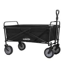 Photo 1 of ***USED MINOR SCRATCHES) Collapsible Folding Outdoor Utility Wagon, Beach Wagon Cart with All Terrain Wheels & Drink Holders, Portable Sports Wagon for Camping, Shopping, Garden and Beach (Black)