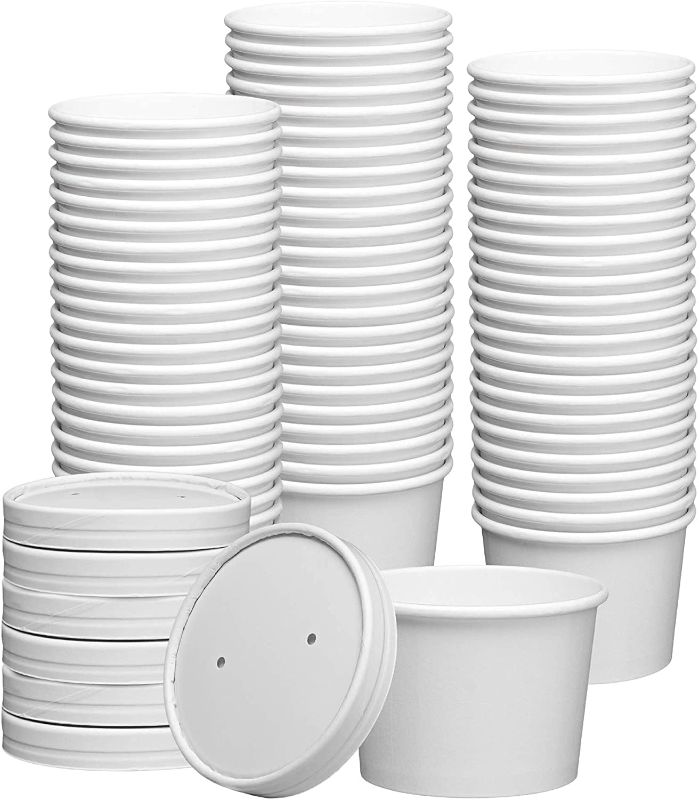 Photo 1 of **NONREFUNDABLE**FO RPARTS OR REPAIR**SEE NOTES**
Comfy Package [50 Sets] 8 oz. Paper Food Containers With Vented Lids, To Go Hot Soup Bowls, Disposable Ice Cream Cups, White