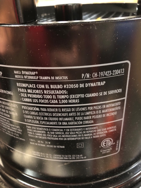 Photo 3 of (NON-REFUNDABLE) DynaTrap DT2000XLPSR Large Mosquito & Flying Insect Trap – Kills Mosquitoes, Flies, Wasps, Gnats, & Other Flying Insects – Protects up to 1 Acre