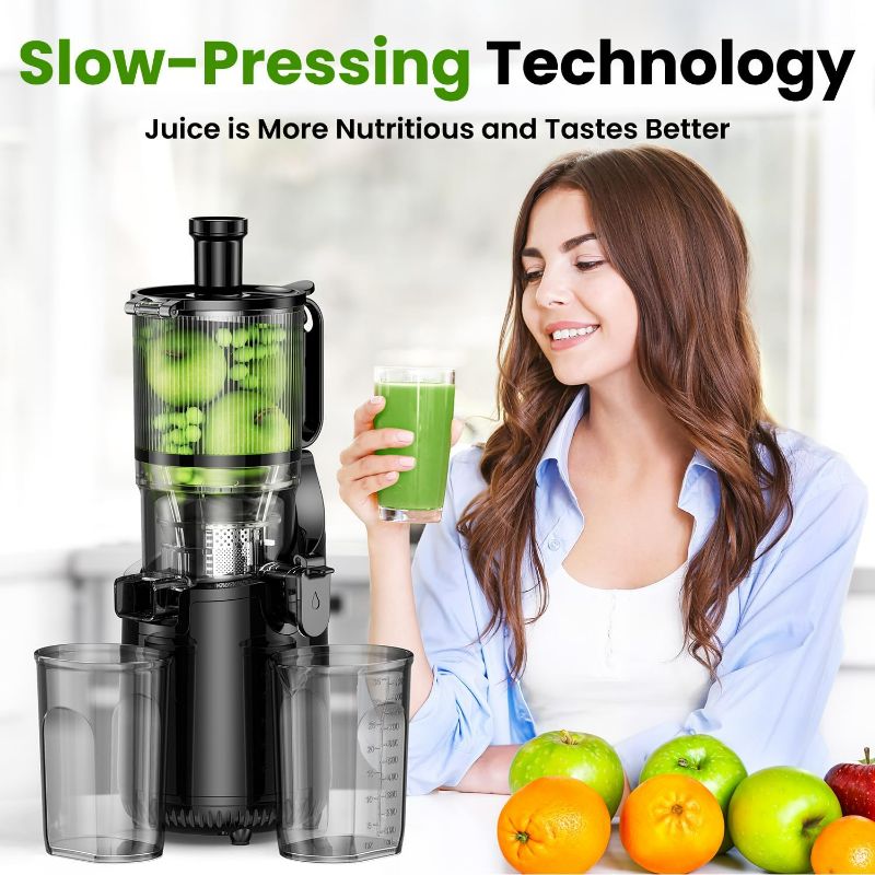 Photo 5 of (NON-REFUNDABLE) Cold Press Juicer, Amumu Slow Masticating Machines with 5.3" Extra Large Feed Chute Fit Whole Fruits & Vegetables Easy Clean Self Feeding Effortless for Batch Juicing, High Juice Yield, BPA Free 250W