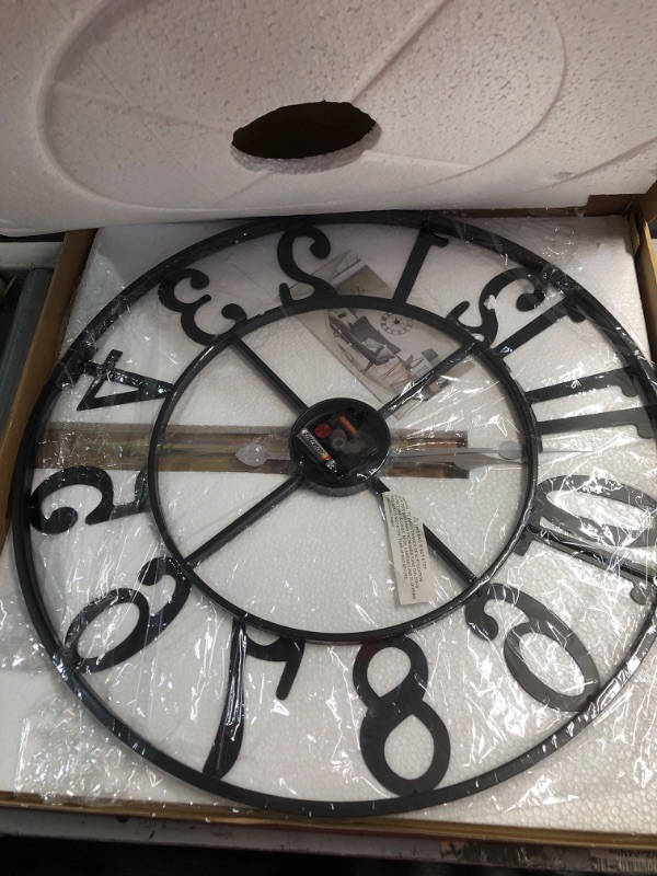 Photo 1 of 1st owned Wall Clock 24 Inch Round Large Indoor Wall Clocks Battery Operated Silent Non Ticking, Farmhouse Vintage Decorative Analog Metal Clock for Living Room, Kitchen, Bedroom Decor Black Arabic 24 Inch