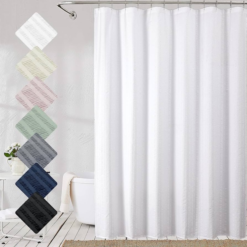 Photo 1 of Moga Extra Long White Shower Curtain 96 Inch Long