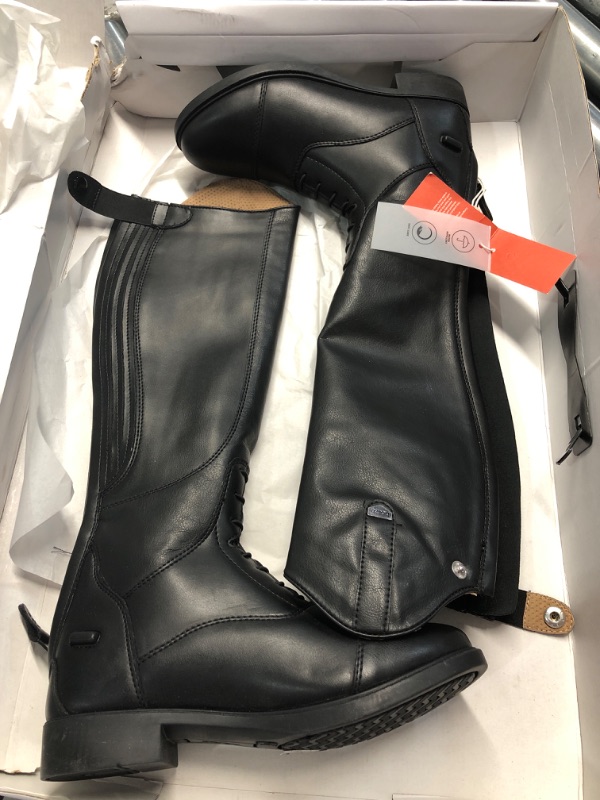 Photo 1 of HORZE Rover Kids' Tall Field Boots, Starter Horse Riding Boots with Stretchy Easy-Fit Synthetic Leather and Rear Zipper | Size Chart in Images 5 Black