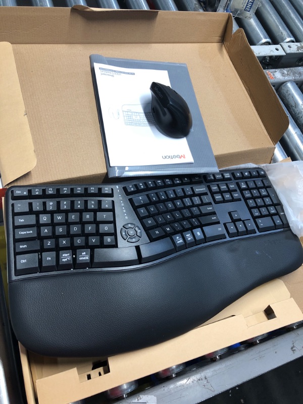 Photo 1 of MEETION Ergonomic Wireless Keyboard and Mouse, Ergo Keyboard with Vertical Mouse, Split Keyboard with Cushioned Wrist, Palm Rest, Natural Typing, Rechargeable, Full Size, Windows/Mac/Computer/Laptop