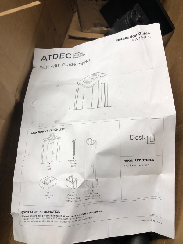 Photo 2 of Atdec Adjustable Dual Stack Heavy Monitor Desk Mount for Flat/Curved Monitors up to 49", Silver (AWMS-2-LTH75-H-S)