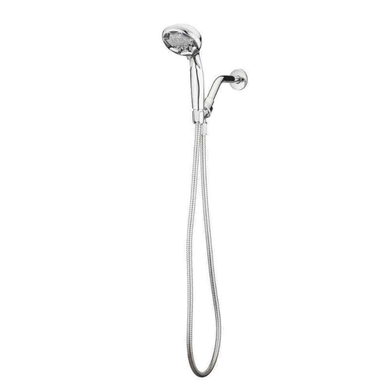 Photo 1 of 4 in. 6-Spray Wall Mount Handheld Shower Head in Chrome