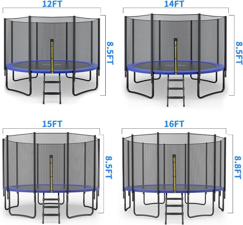 Photo 6 of (READ FULL POST) CalmMax 16FT Trampoline with Enclosure Recreational Trampolines with Ladder - ASTM Approval- Outdoor Trampoline for Kid Adults