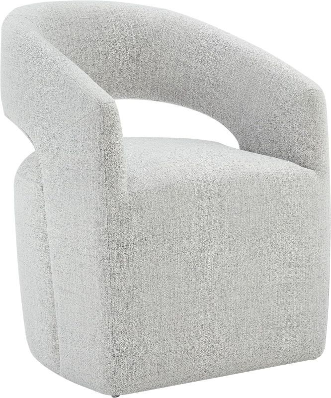 Photo 1 of Dining Chairs with Casters Upholstered Modern Armchair with Rollers for Diningroom Bedroom Livingroom Reading Room, 32.25''H, Light Grey
