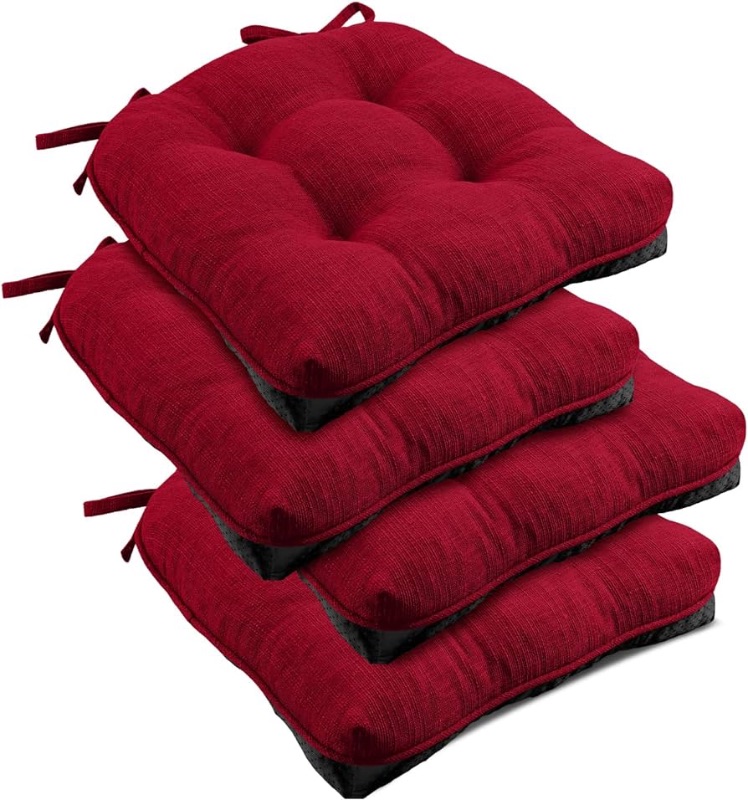 Photo 1 of *****STOCK IMAGE FOR SAMPLE*****
2 - downluxe Indoor Chair Cushions for Dining Chairs, Tufted Overstuffed Textured Memory Foam Kitchen Chair Pads with Ties and Non-Slip Backing, 15.5" x 15.5" x 4", Red, 2 pack 