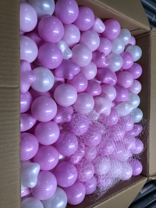 Photo 2 of (Similar to Stock Photo) Ball Pit Balls for Kids, Plastic Balls for Ball Pit, 2.2-Inch Crush Proof Play Balls BPA Free Non-Toxic, 4 Kinds of Bright Color Ocean Balls Include a Reusable Net Bag (100pcs, Pink)
