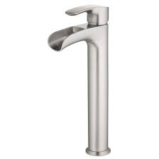 Photo 1 of allen + roth Eliza Brushed Nickel Vessel 1-Handle WaterSense Waterfall Bathroom Sink Faucet with Drain
