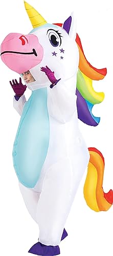 Photo 1 of (Similar to Stock Photo) Spooktacular Creations Inflatable Costume Adult, Full Body Riding a Unicorn Blow Up Costume
