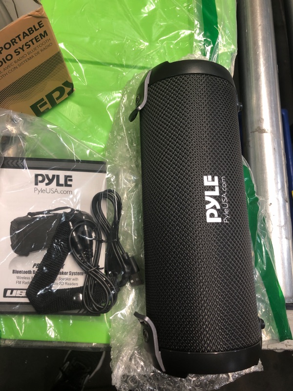 Photo 2 of Pyle Wireless Portable Bluetooth Boombox Speaker - 100 Watt Rechargeable Boom Box Speaker Portable Music Barrel Loud Stereo System with AUX Input, MP3/USB/SD Port, Fm Radio, 2.5" Tweeter PBMSPG3BK