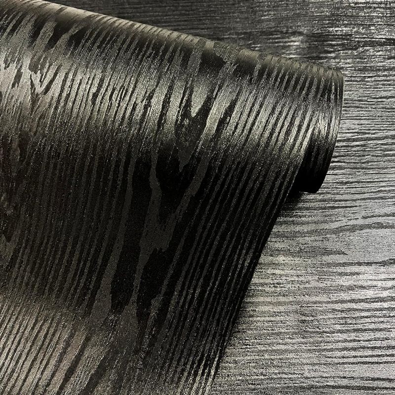 Photo 1 of (23.6" X118" Black Wood Texture Wallpaper, Removable Self- Adhesive Vinyl Film, Peel and Stick Decorative Wallpaper Apply to Bathroom Kitchen Walls Furniture Renovation Easy to Remove