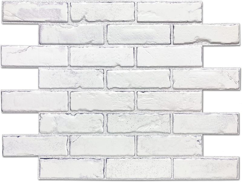 Photo 1 of Retro-Art 3D Wall Panels, Pack of 10, Vintage Brick in White, PVC, 17.5" x 23.75", Cover 28.86 sq.ft. 569BC