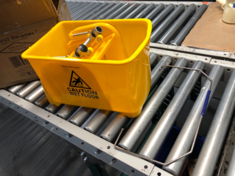 Photo 4 of ***USED - LIKELY MISSING PARTS - UNABLE TO VERIFY FUNCITONALITY***
Mind Reader Commercial Mop Bucket - with Down Press Wringer - 22 Quart Capacity - Yellow - MOPT20-YLW