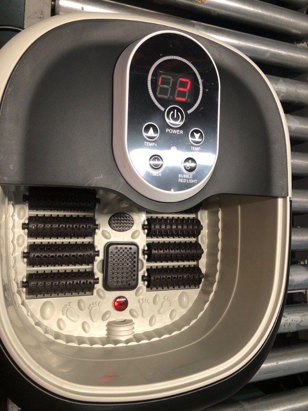 Photo 1 of Tripzoei Foot Spa Bath Massager with Bubbles, Red Light,Mini Acupressure Massager Points & Digital Tempurature Control, 12 Ergonomic Spa Motorized Shiatsu Rollers, Fatigue Relief, Home Office Use