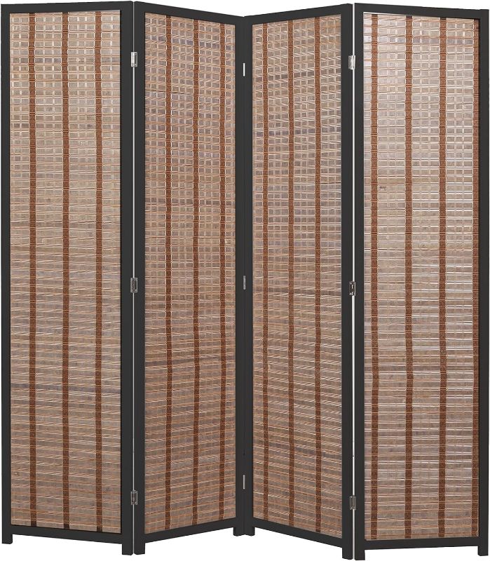 Photo 1 of ***READ NOTES***
MyGift Decorative 4-Panel Bamboo & Black Wood Framed Folding Screen/Freestanding Room Divider