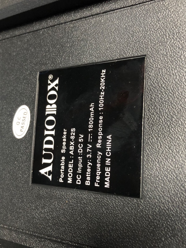 Photo 4 of ***USED - MISSING STAND, POWER CORD, AND MICROPHONE - UNABLE TO TEST - SEE PICTURES***
AUDIOBOX ABX-82S Portable 8" PA Speaker with Stand, WaveSync™ Technology, Bluetooth, LED Lights, 1100W - Includes Microphone & USB Cable