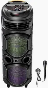 Photo 1 of ***USED - DAMAGED FOOT - MICROPHONE AND POWER CORD MISSING - UNABLE TO TEST***
Audiobox Fun & Loud Dual 8" Bluetooth Speaker with Microphone - Light Weight with RGB Lights, Dual Channel Sound Board for Parties