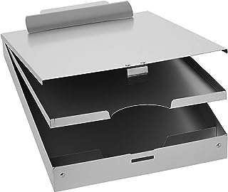 Photo 1 of Amazon Basics Metal Clipboard with 2 Compartments and Interior 250 Sheet Paper Storage, 14.09 x 9.21 x 2.6 Inches, letter size, Silver