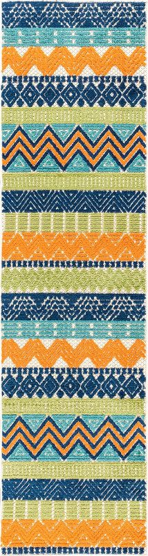 Photo 1 of Rugshop Marbella Contemporary Boho Non-Shedding Patio Deck Backyard Indoor/Outdoor Runner Rug 2' x 7' Multi