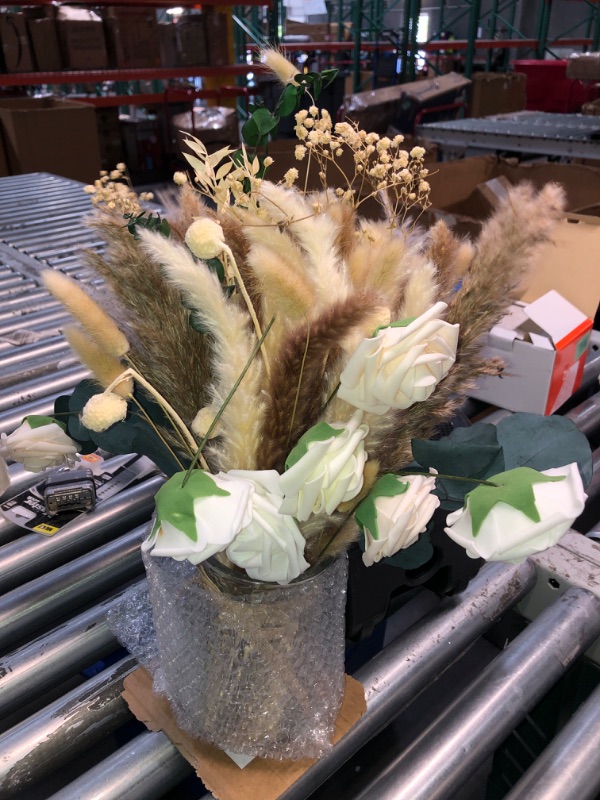 Photo 3 of (READ FULL POST) 100pcs Artificial Flower Arrangements with Vase, Pampas Grass with Vase Included for Dining Table Centerpiece, Floral Centerpieces Coffee Table Decor, Pampas Faux Flowers in Vase Housewarming Gift