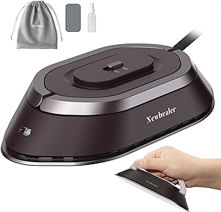 Photo 1 of Newbealer Travel Iron with Dual Voltage - 120V/220V Lightweight Dry Iron for Clothes (No Steam), Non-Stick Ceramic Soleplate, 302? Heat Press Machine, w/Spray Bottle, Pouch & Silicone Stand, Brown