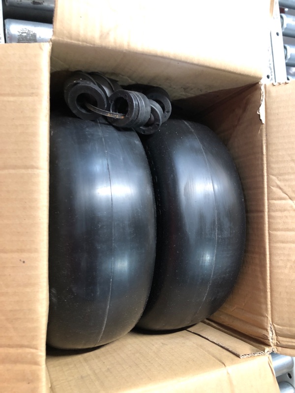 Photo 1 of 11x4.00-5” Flat Free Lawn Mower Tire and Wheel with 3/4" or 5/8" Bearing, 3.4"-4"-4.5"-5" Centered Hub, Smooth Tread Tire for Zero Turn Mowers, 2 Pcs