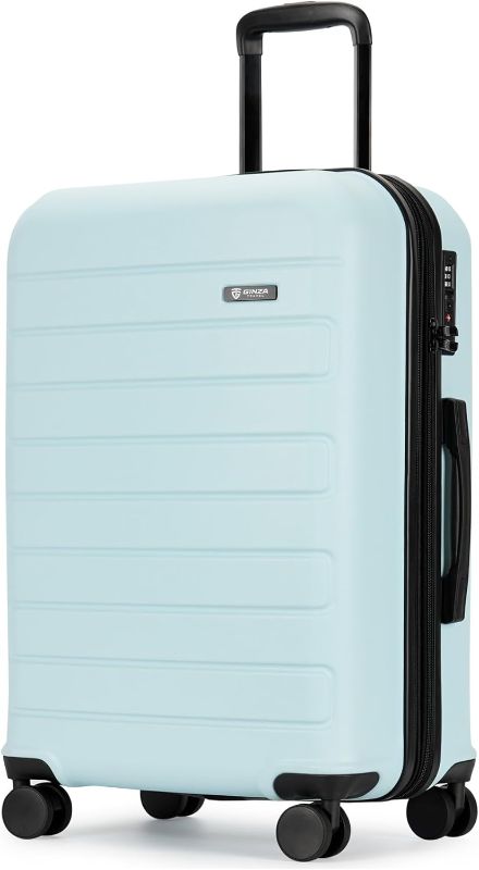 Photo 1 of ***USED - DEFAULT CODE IS 0-0-0***
3-Piece Expandable Luggage Set, ABS Hard Shell Travel Case with TSA Lock, Spinner Wheels and Scrub Resistant (Sky Blue, Carry-On 20-Inch)