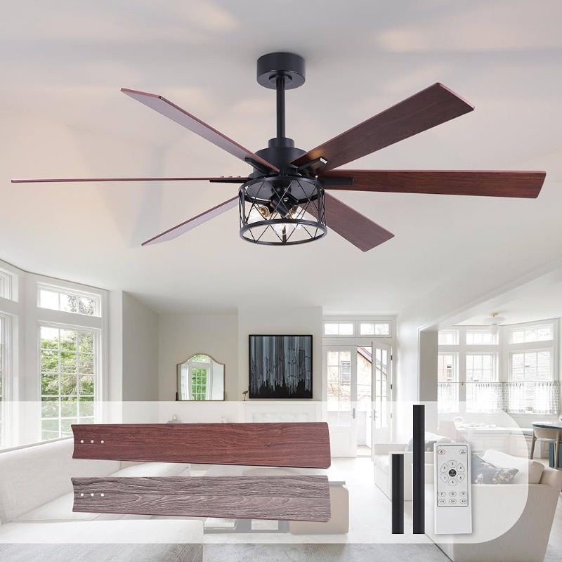 Photo 1 of REDSTAR 62" Semi Flushmount Ceiling Fan with Light