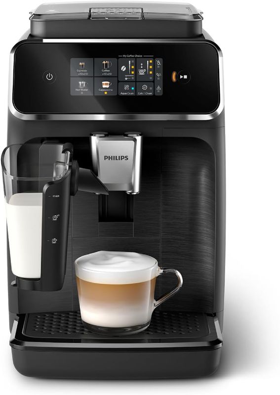 Photo 1 of ***HEAVILY USED AND DIRTY - MISSING NUMEROUS PARTS - SEE PICTURES - UNABLE TO TEST***
PHILIPS 2300 Series Fully Automatic Espresso Machine - 4 Beverages, Modern color touch screen display, LatteGo milk system, SilentBrew, 100% Ceramic Grinder, AquaClean F