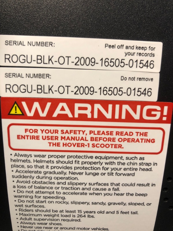 Photo 5 of (powers on)(see images for damage)Hover-1 Rogue Electric Folding Hoverboard | 9MPH Top Speed, 7 Mile Range, 5HR Full-Charge