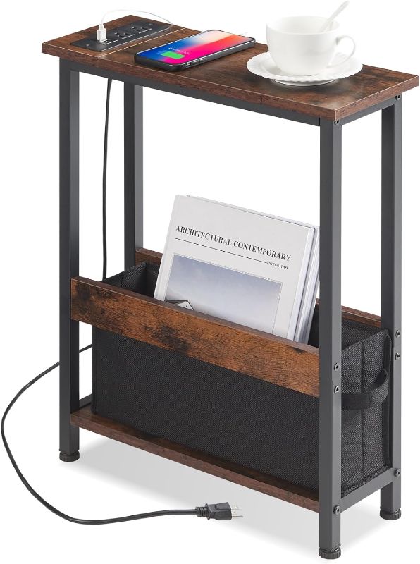 Photo 1 of **Parts Only Non Refundable*
Slim Charging End Table with Storage - For Small Spaces and Bedroom
