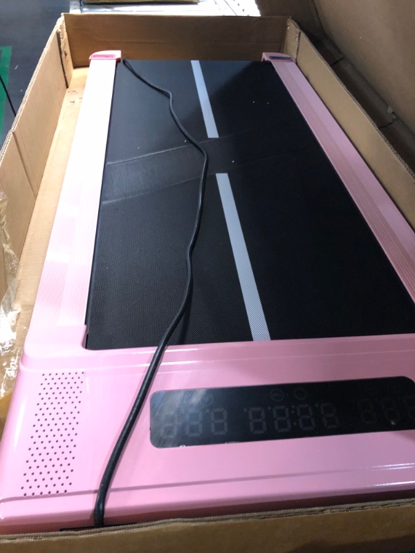 Photo 2 of ***USED - POWERS ON - NO REMOTE - UNABLE TO TEST FURTHER***
Walking Pad Treadmill, 6.2MPH Under Desk Treadmill with Bluetooth Speaker, Ultra Quiet for Office & Home, 2.5HP Running Machine with 300 LBS Capacity, Remote Control Pink-1