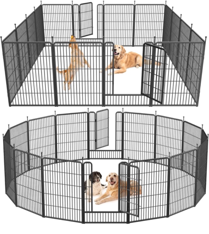 Photo 1 of [STOCK PHOTO FOR REFERENCE, READ NOTES]
 Musen Dog Playpen Indoor Outdoor, 16 Panels Dog Pen 32" Height Dog Fence Exercise with Doors for Large/Medium/Small Dogs, Portable Pet Playpen for Yard RV Camping, Hammer Paint Finish (Patent Pending)