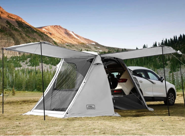 Photo 1 of **POLES NOT INCLUDED**
KAMPKEEPER SUV Car Tent, Tailgate Shade Awning Tent for Camping, Vehicle Camping Tents Outdoor Travel (Gray)