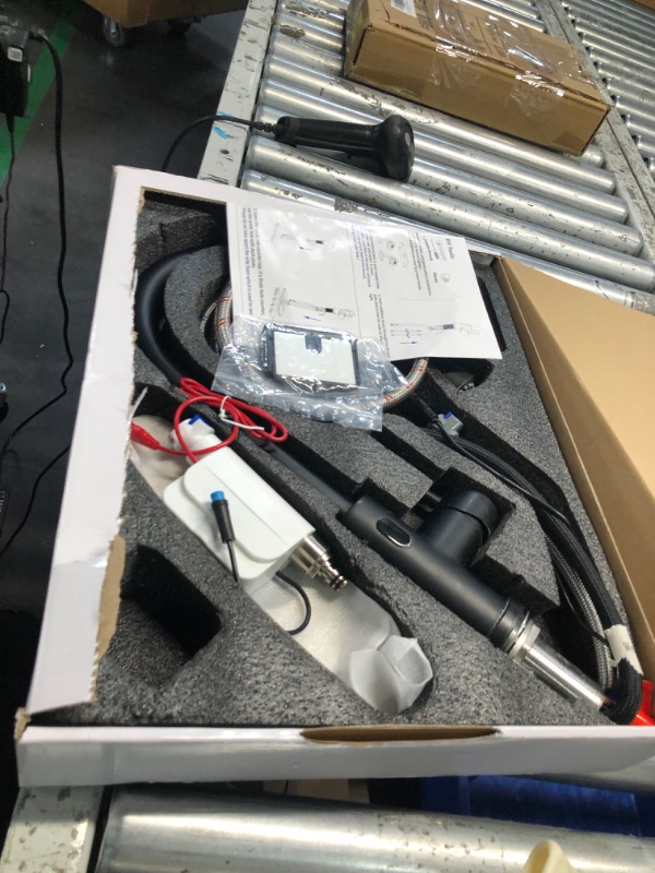 Photo 1 of OWOFAN Touchless Kitchen Faucet with Pull Down Sprayer LED Light Single Handle Kitchen Sink Faucet Motion Sensor Smart Hands-Free, Stainless Steel Black 1072R