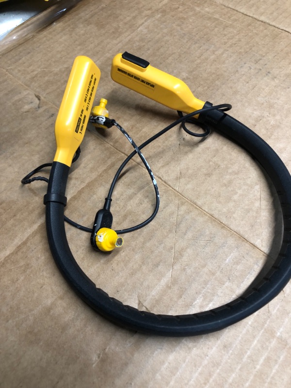 Photo 5 of (READ FULL POST) DEWALT Wireless Bluetooth Neckband Headphones — Neckband Earphones with 15H Playtime — Noise-Isolating Wireless Earbuds — Jobsite Pro Built-in Mic for Crystal-Clear Calls Yellow and Black