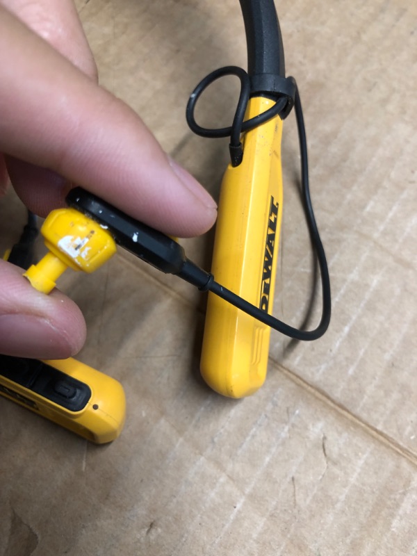 Photo 3 of (READ FULL POST) DEWALT Wireless Bluetooth Neckband Headphones — Neckband Earphones with 15H Playtime — Noise-Isolating Wireless Earbuds — Jobsite Pro Built-in Mic for Crystal-Clear Calls Yellow and Black