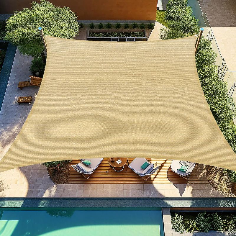 Photo 1 of (READ FULL POST) Vigoro 8 ft. x 12 ft. Almond Rectangle Shade Sail Brown/yellowish 