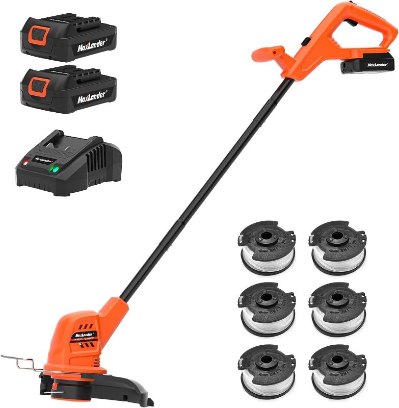 Photo 1 of ***USED - MISSING PARTS, INCLUDING BATTERIES, TRIMMER STRING, AND CHARGER - SEE PICTURES***
MAXLANDER String Trimmer/Edger 10 inch with 2 PCS 2.0Ah Batteries, 20V Cordless Wacker with 1 PCS Quick Charger & 6 PCS Replacement Spool Trimmer Lines, Lightweigh