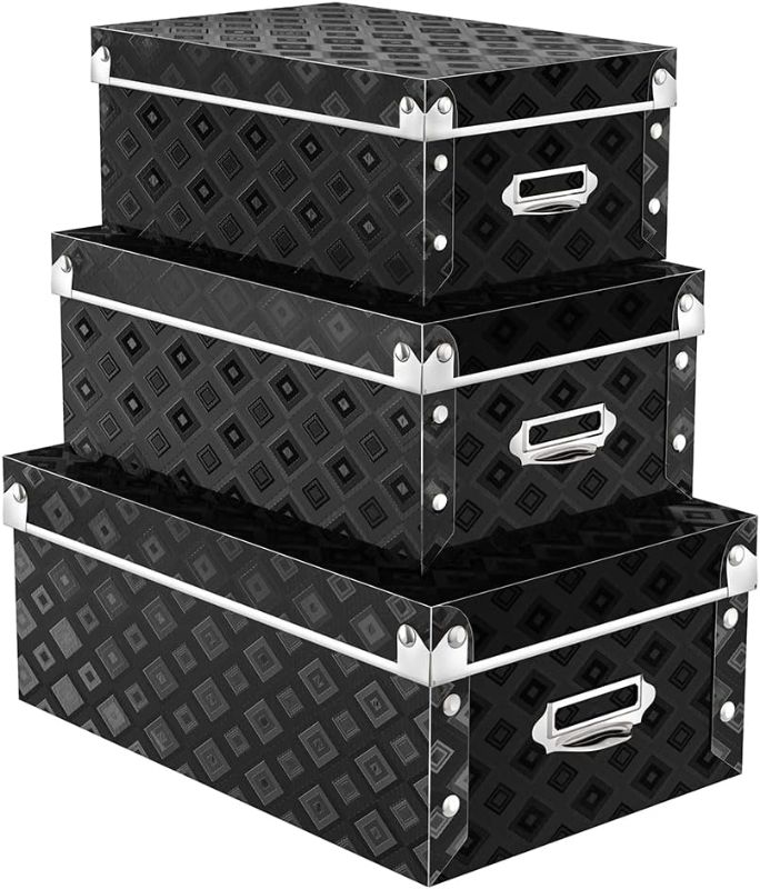 Photo 1 of **MISSING LID TO MAIN BOX**
Decorative Storage Box with lids,3 in 1 Set,Plastic,Waterproof Storage Bins for Toys,Shoes,Clothes,Office