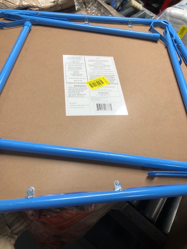 Photo 3 of ***DAMAGED - SLASHED - NO PACKAGING - SEE PICTURES***
Flash Furniture Mindy Kids Blue Folding Table, 24"D x 24"W x 20.25"H