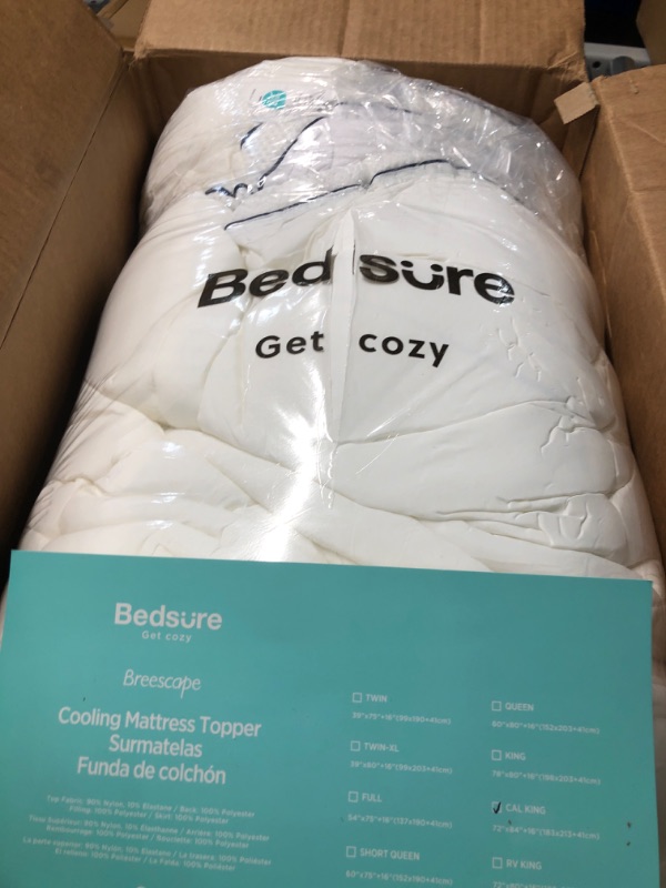 Photo 2 of Bedsure Breescape Cooling Mattress Topper California King, Pillow Top Mattress Pad, Extra Thick for College Dorm, Soft Quilted Mattress Cover, with a Deep Pocket Fitted to 8"-21" Mattresses California King 900gsm