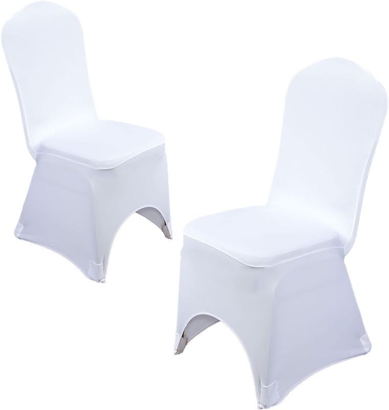 Photo 1 of **NON-REFUNDABLE BUNDLE OF 3, STOCK PHOTO FOR REF** 
 3PCS White Chair Covers Polyester Spandex Chair Cover Stretch Slipcovers Covers for Wedding, Party and Banquet
