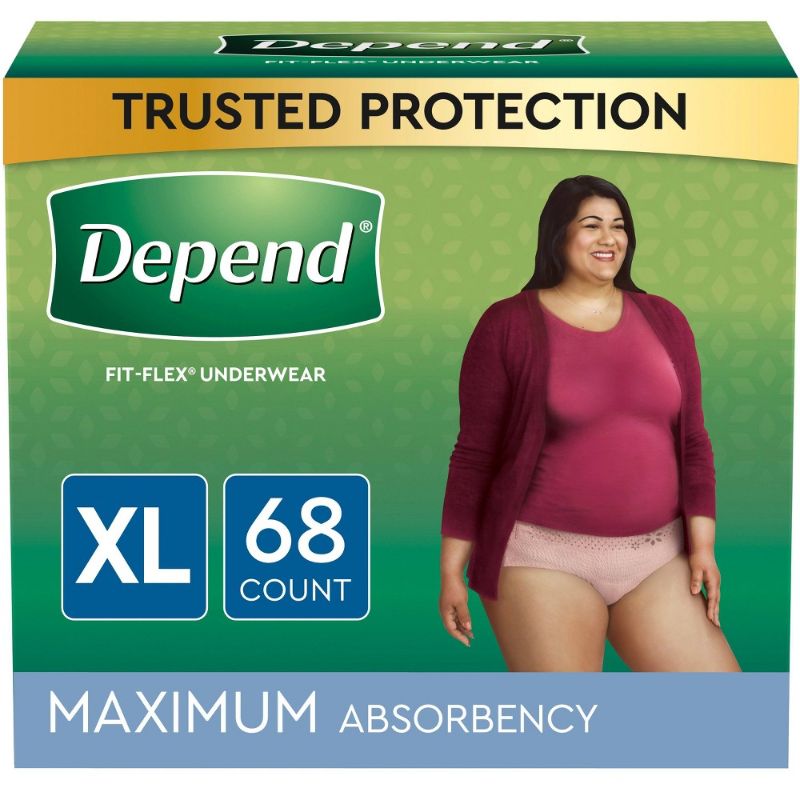 Photo 1 of **34 COUNT** Depend Fresh Protection Adult Incontinence & Postpartum Underwear for Women - Maximum Absorbency - XL - Blush - 
